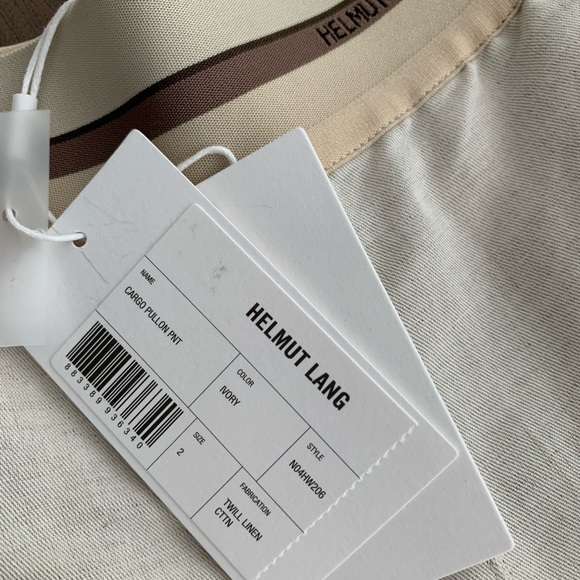 Helmut Lang Pull-On Cotton Linen Cargo Pant NWT - Picture 8 of 9